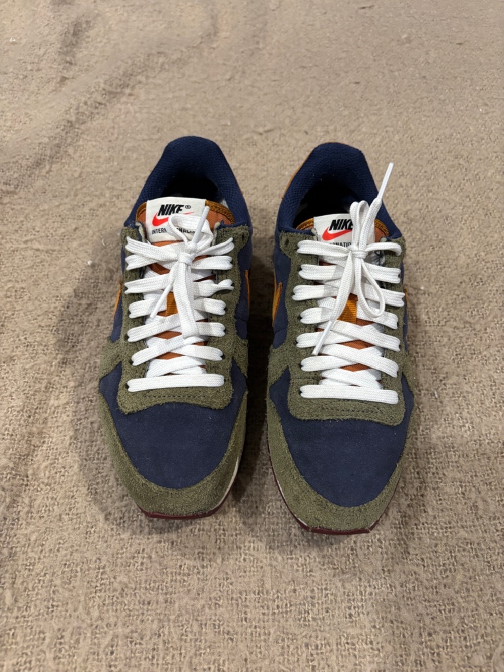 Nike Men's Navy, Olive & Orange Suede Retro Runner
